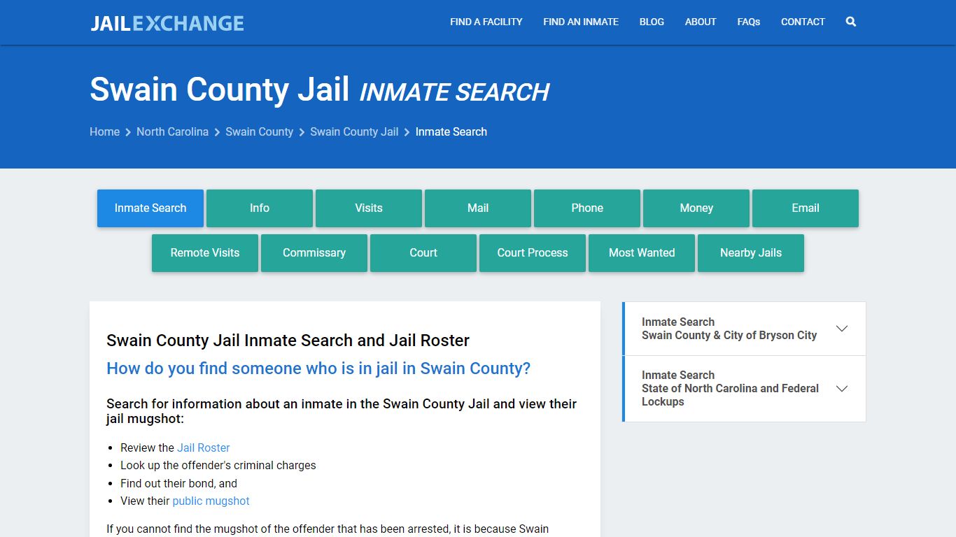 Inmate Search: Roster & Mugshots - Swain County Jail, NC